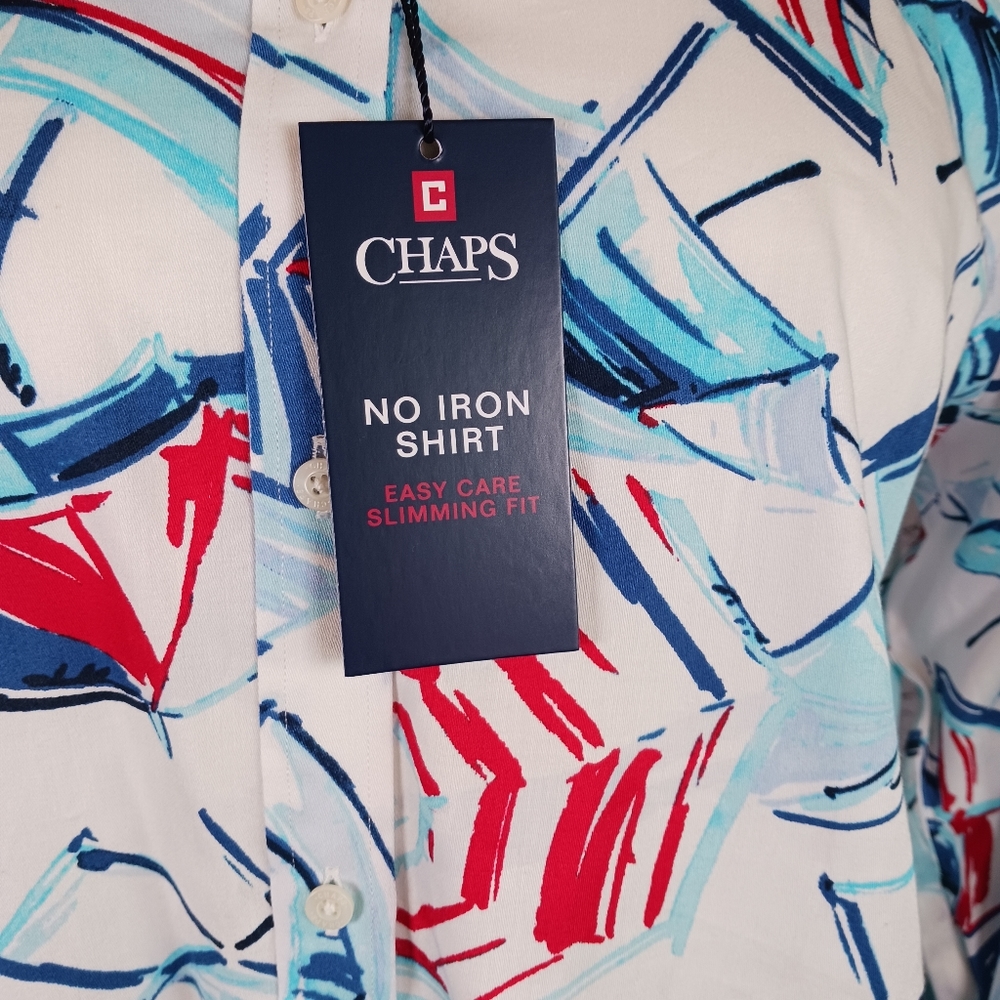 Chaps XL Ladies Button Up Shirt. Flip Cuffs, No Iron, Slimming Fit - Picture 6 of 10